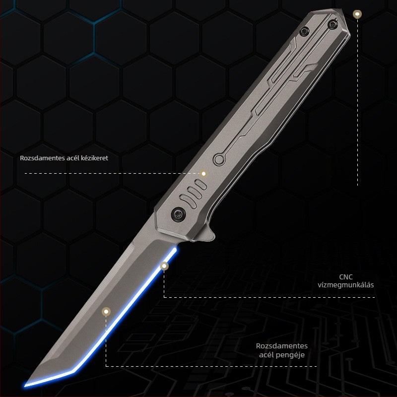 Összecsukható kés rozsdamentes acélból, M390 pengével, gyors nyitás, magas keménység, kemping taktikai kés