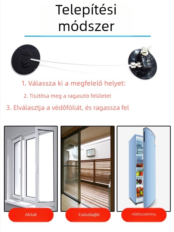 Hűtőszekrény/ajtózár - rozsdamentes acél + ABS, modell Refrigerator lock, típus Egyéb, felhasználási terület: Egyéb