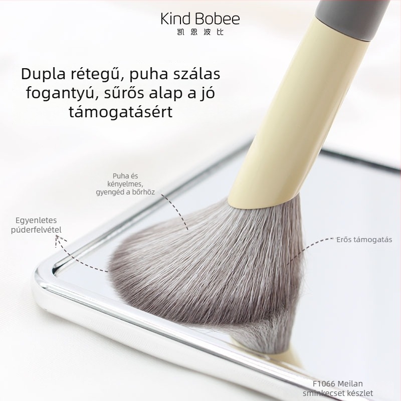 Sminkecset készlet, 5 darab, szintetikus sörtéjű, hosszú fa fogantyúval