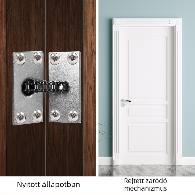 Rejtett ajtócsukó fa ajtókhoz, automatikus zárás, öntött alumínium test, modern minimalista dizájn