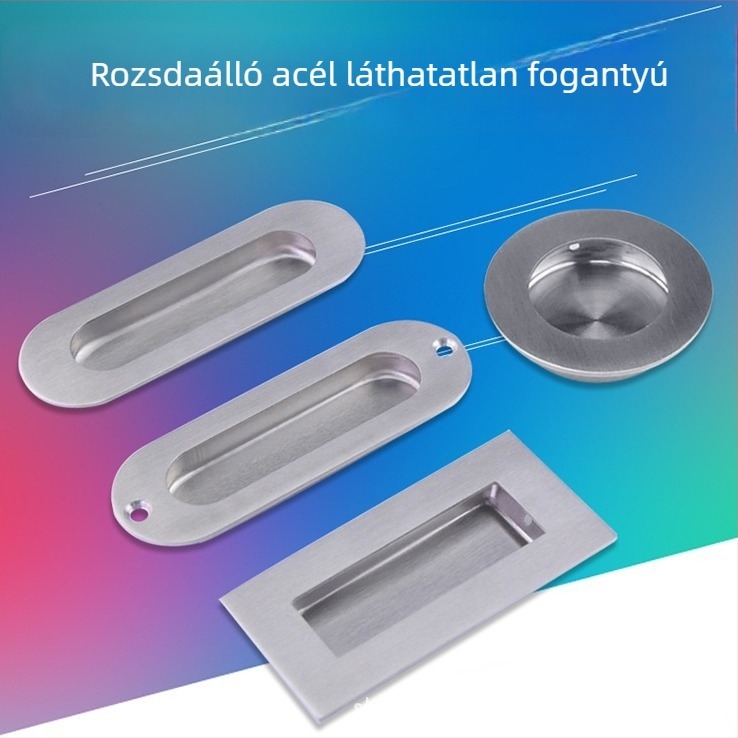 Négyszögletes rozsdamentes acél rejtett beépített fiókhúzó fogantyú csúszó ajtókhoz, szekrényekhez és ruhásszekrényekhez
