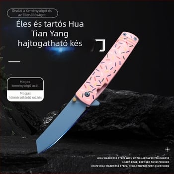 Összecsukható taktikai kés önvédelmi célokra, többfunkciós, penge hossza 7.5 cm