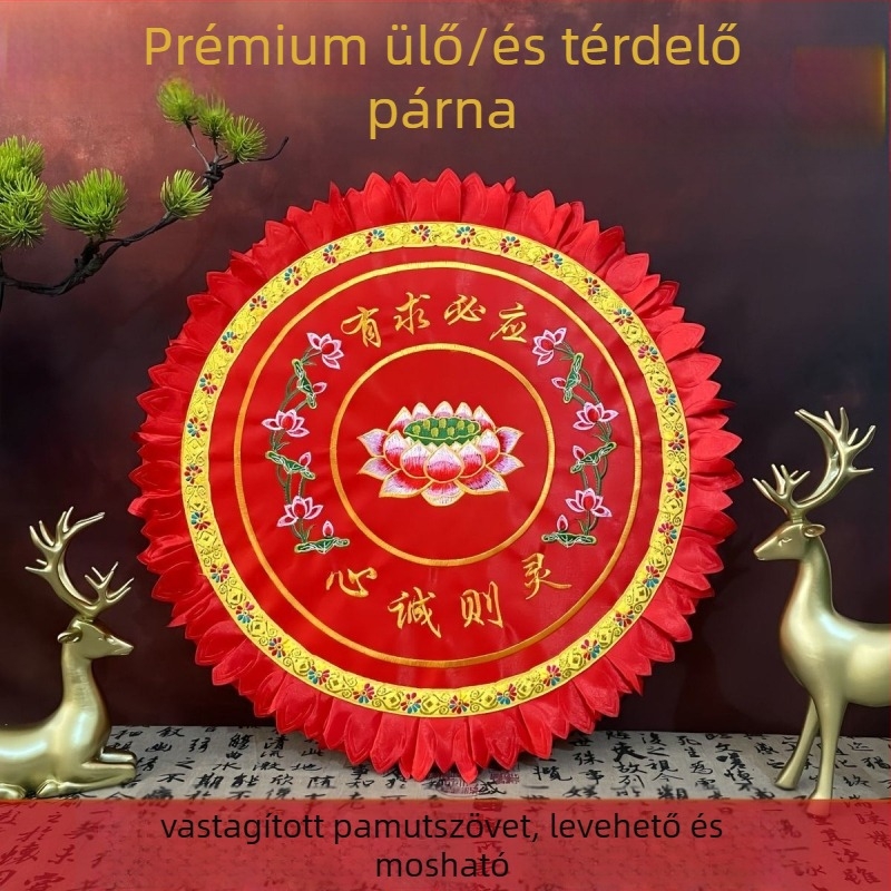 Pamut futon meditációs matrac – kör alakú lótusz párna otthoni használatra, kínai stílus, gyöngy pamut töltet