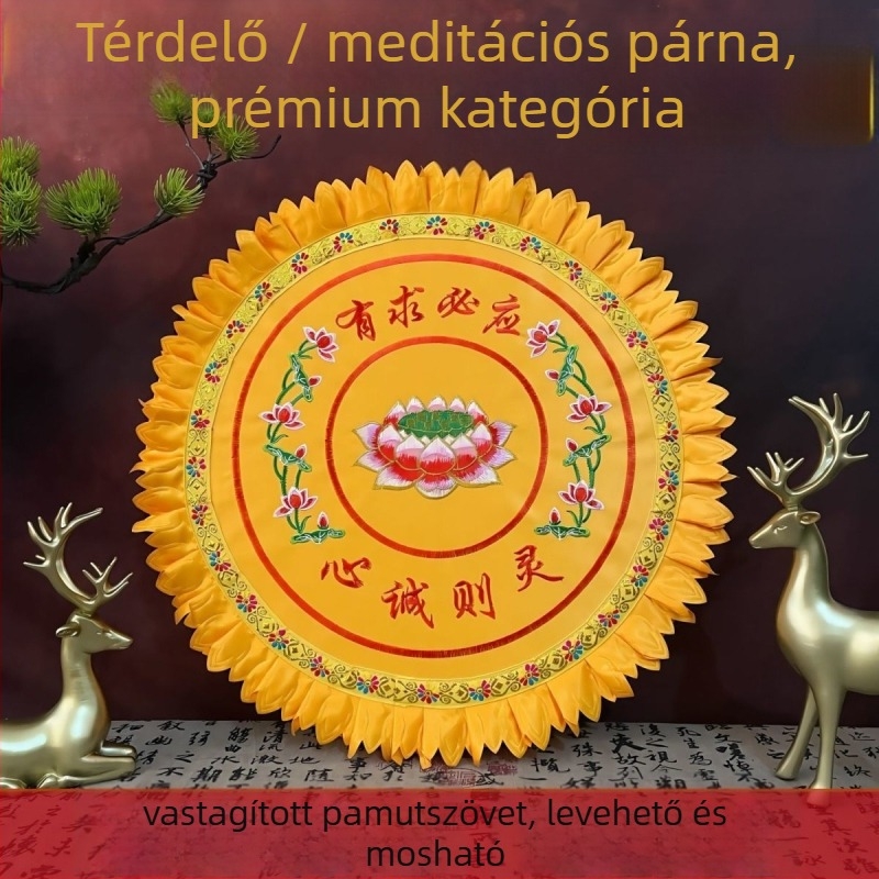 Pamut futon meditációs matrac – kör alakú lótusz párna otthoni használatra, kínai stílus, gyöngy pamut töltet