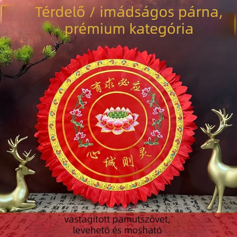 Pamut futon meditációs matrac – kör alakú lótusz párna otthoni használatra, kínai stílus, gyöngy pamut töltet