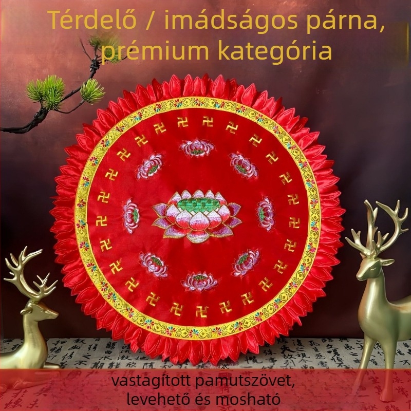 Pamut futon meditációs matrac – kör alakú lótusz párna otthoni használatra, kínai stílus, gyöngy pamut töltet