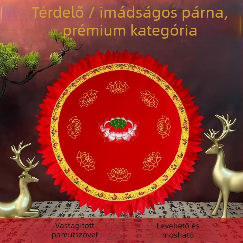 Pamut futon meditációs matrac – kör alakú lótusz párna otthoni használatra, kínai stílus, gyöngy pamut töltet