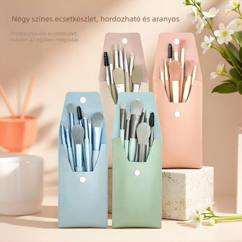 Morandi 8 darabos mini sminkecset készlet, hordozható, szintetikus sörték, műanyag nyél