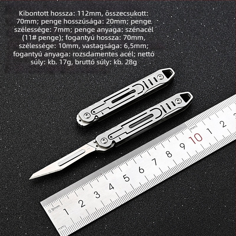 Rozsdamentes acél gyorsnyitású hajtókés – Mini irodai eszköz, éles skalpel, papírvágó, kulcstartó, hordozható, X20; Márka csxh; Anyag: Rozsdamentes acél; Vágóél hossza: 2