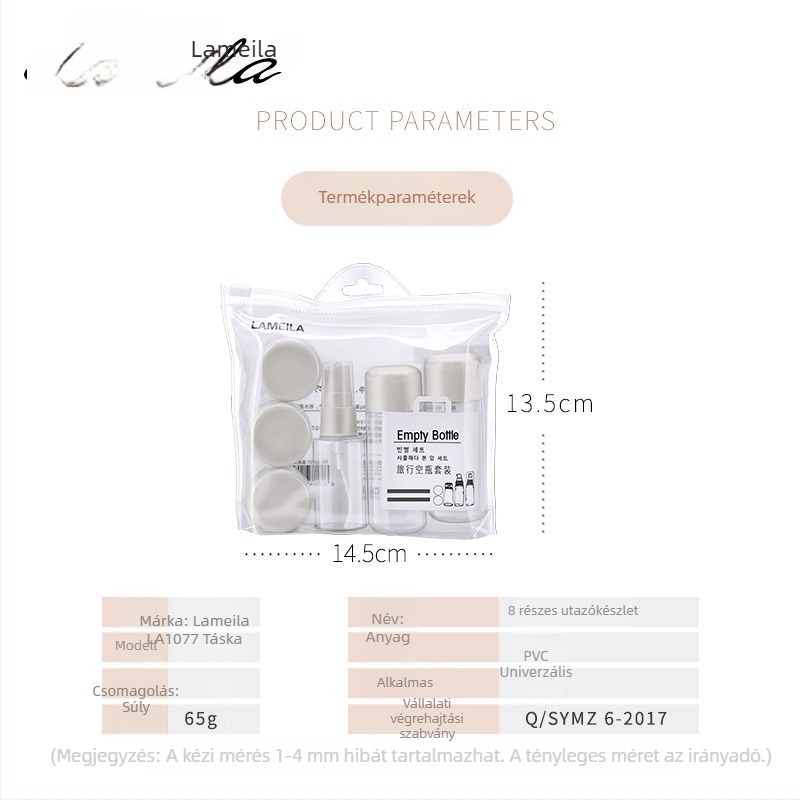 Lamella 8 darabos utazó spray-palack készlet, 45 ml kapacitású, üres üvegek