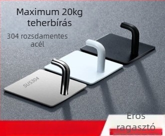 Rozsdamentes acél falra szerelhető ragasztós akasztó, konyha és fürdőszoba számára, egyes akasztó, teherbírás 1-3 kg, modern minimalist stílus