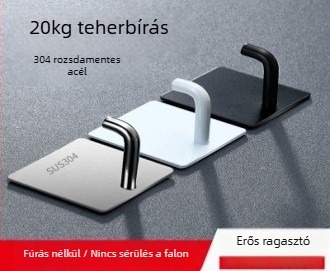 Rozsdamentes acél falra szerelhető ragasztós akasztó, konyha és fürdőszoba számára, egyes akasztó, teherbírás 1-3 kg, modern minimalist stílus