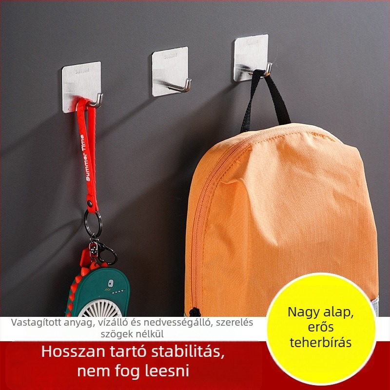 Rozsdamentes acél falra szerelhető ragasztós akasztó, konyha és fürdőszoba számára, egyes akasztó, teherbírás 1-3 kg, modern minimalist stílus