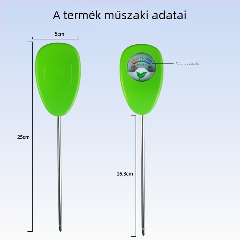 Digitális kijelzős talajdetektor, pH, nedvesség és hőmérséklet mérésére kertben