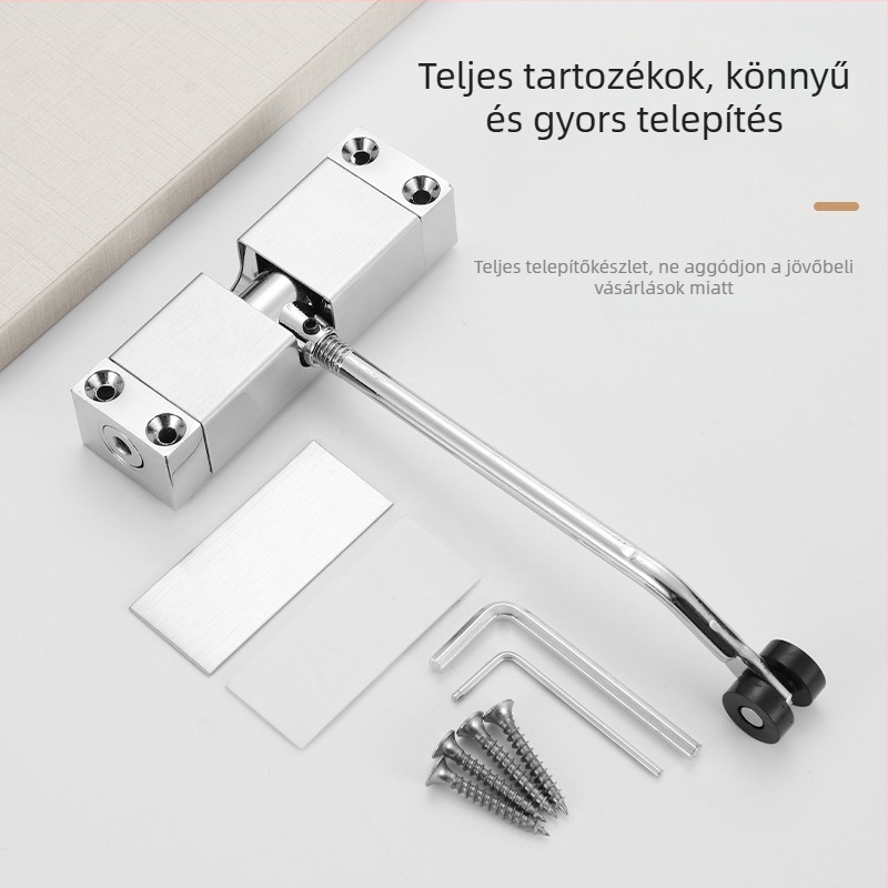 Alumíniumötvözetű négyszögletes ajtócsukó, automatikus záródás, ajtó- és ablak hardver, modern minimalista dizájn