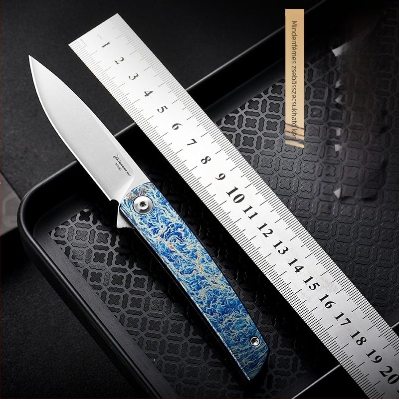 PioneerEDC összecsukható kés – M390 acél, zár nélküli, gyors nyitás, könnyű kültéri kempingezéshez