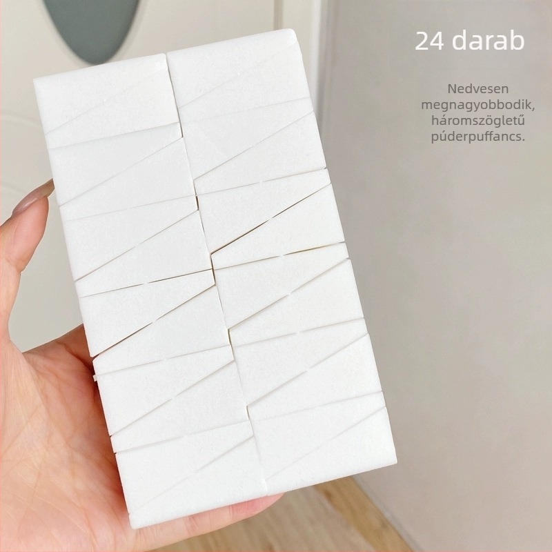 24-ágú háromszög sminkszivacs, puha, alacsony puderszívás, BB-krémhez és alapozóhoz, egyszer használatos eszköz