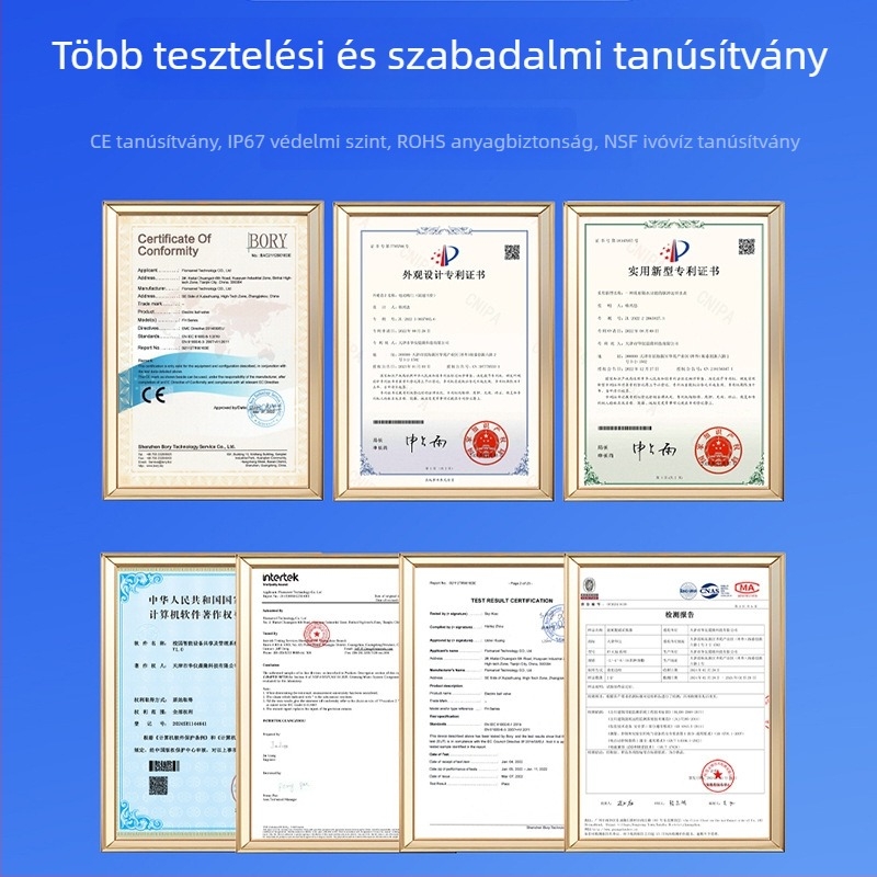 Horizontálisan elhelyezett háromutas sárgaréz elektromos golyószelep, 24V, IP67, 3 másodperces gyorsnyitás