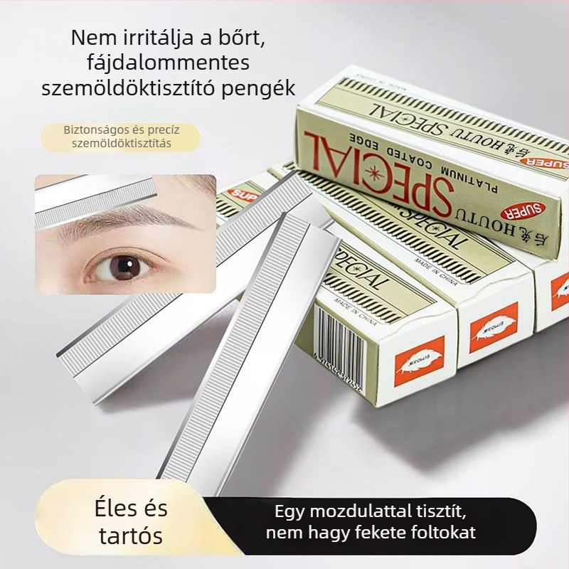 Szemöldökborotva szénacélból, egyoldalú hullámos penge, sminkes szemöldökformázó eszköz