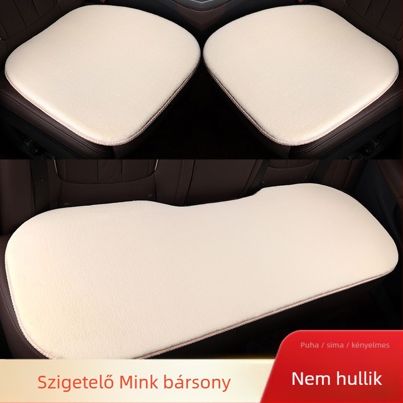 Autóülés párna készlet, három darabos, egész éves használatra, velúr töltet, felület: szemcsés bőr