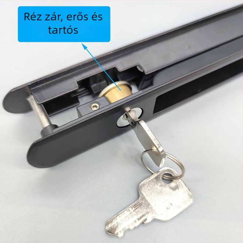 Shide Kétoldalas Hook Lock - alumíniumötvözet, kulcsos zár, rézmaggal, tolóajtókhoz és ablakokhoz