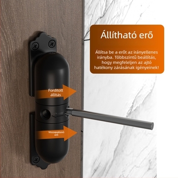 TL-58 ajtócsukó, csendes zárás, állítható, automatikus zárás, öntött alumínium