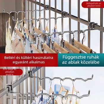 Összecsukható ruhás akasztó • egyetlen horoggal, modern egyszerű stílus • rozsdamentes acél • terhelhetőség 20–30 kg • Ronggu márka