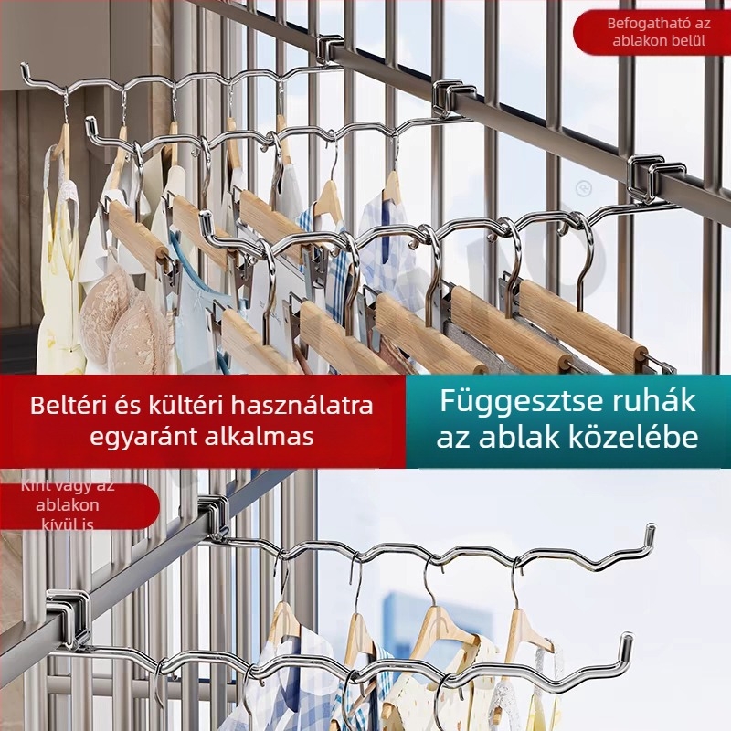 Összecsukható ruhás akasztó • egyetlen horoggal, modern egyszerű stílus • rozsdamentes acél • terhelhetőség 20–30 kg • Ronggu márka