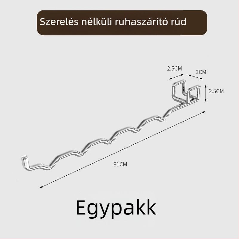 Összecsukható ruhás akasztó • egyetlen horoggal, modern egyszerű stílus • rozsdamentes acél • terhelhetőség 20–30 kg • Ronggu márka