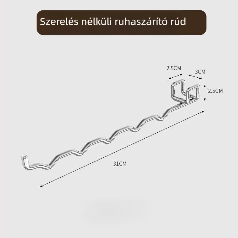 Összecsukható ruhás akasztó • egyetlen horoggal, modern egyszerű stílus • rozsdamentes acél • terhelhetőség 20–30 kg • Ronggu márka