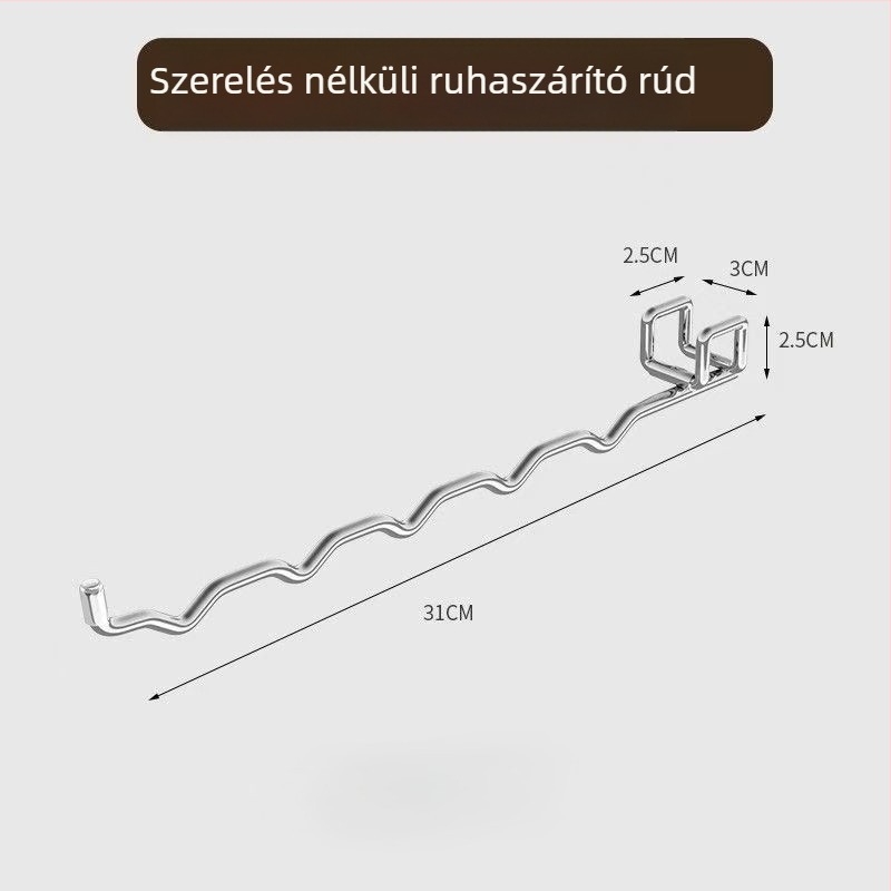 Összecsukható ruhás akasztó • egyetlen horoggal, modern egyszerű stílus • rozsdamentes acél • terhelhetőség 20–30 kg • Ronggu márka