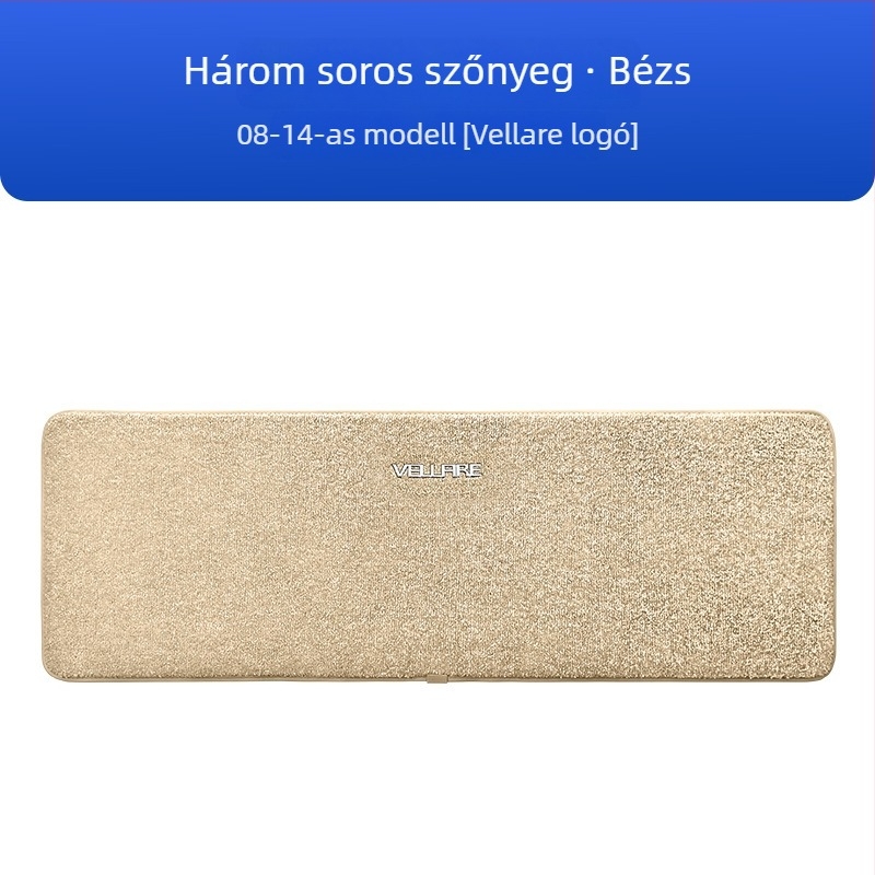 Háromsoros autópadlószőnyeg-készlet Toyota Alphard 20-as sorozathoz és Vellfire 30-as sorozathoz, kasmír utánzat, 12 mm vastagság, testreszabható kivitel, logóval