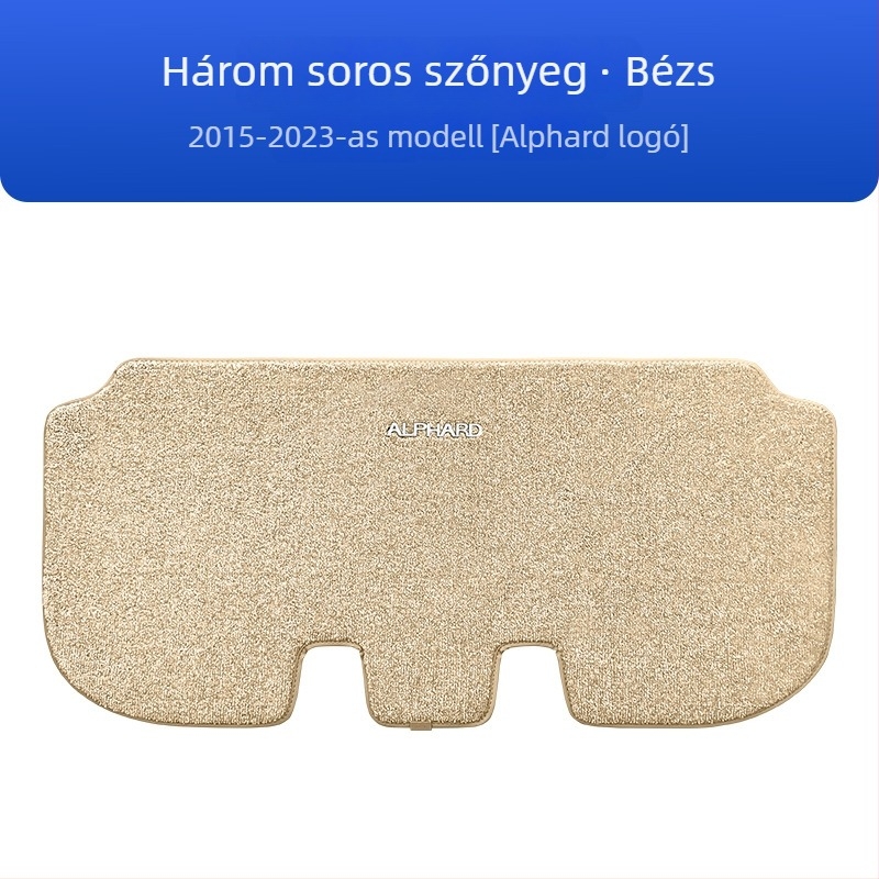 Háromsoros autópadlószőnyeg-készlet Toyota Alphard 20-as sorozathoz és Vellfire 30-as sorozathoz, kasmír utánzat, 12 mm vastagság, testreszabható kivitel, logóval
