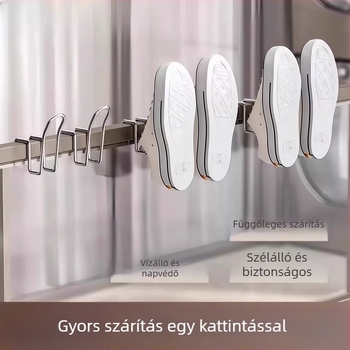 Rozsdamentes acél cipőhorg, egyrészes kampó, kültéri erkélyhasználatra, teherbírás 1-3 kg
