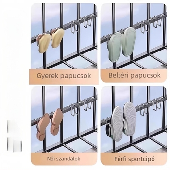 Rozsdamentes acél cipőhorg, egyrészes kampó, kültéri erkélyhasználatra, teherbírás 1-3 kg