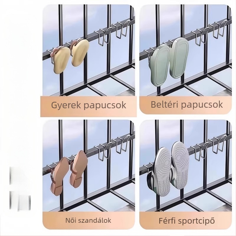 Rozsdamentes acél cipőhorg, egyrészes kampó, kültéri erkélyhasználatra, teherbírás 1-3 kg