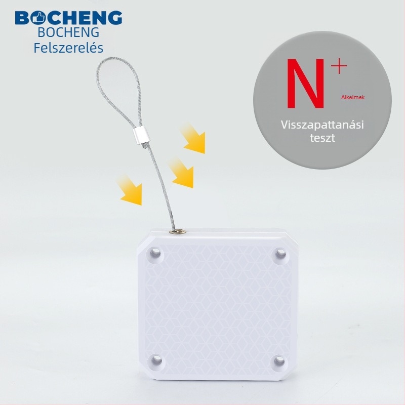 Fúrás nélküli ajtózáró automata – fa-, fém- és vasajtókhoz; anyagok: műanyag és rozsdamentes acél; modern minimalista stílus