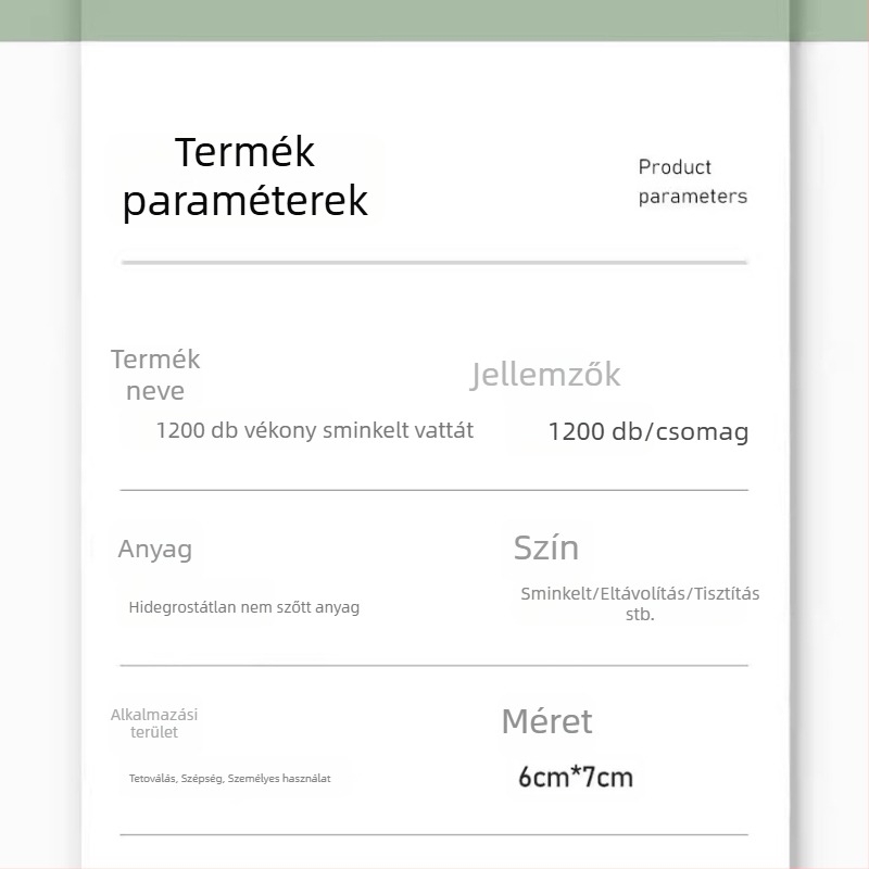 Sminklemosó vattakorongok, egyoldalas, vékony, szöszmentes, 100 g