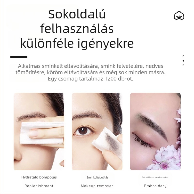 Sminklemosó vattakorongok, egyoldalas, vékony, szöszmentes, 100 g