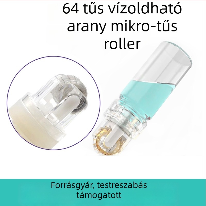 Mikro tűs roller, 64 tűvel, haj növekedéséhez és szérum beadásához a fejbőrön és a szakállon, vízoldható tűkkel