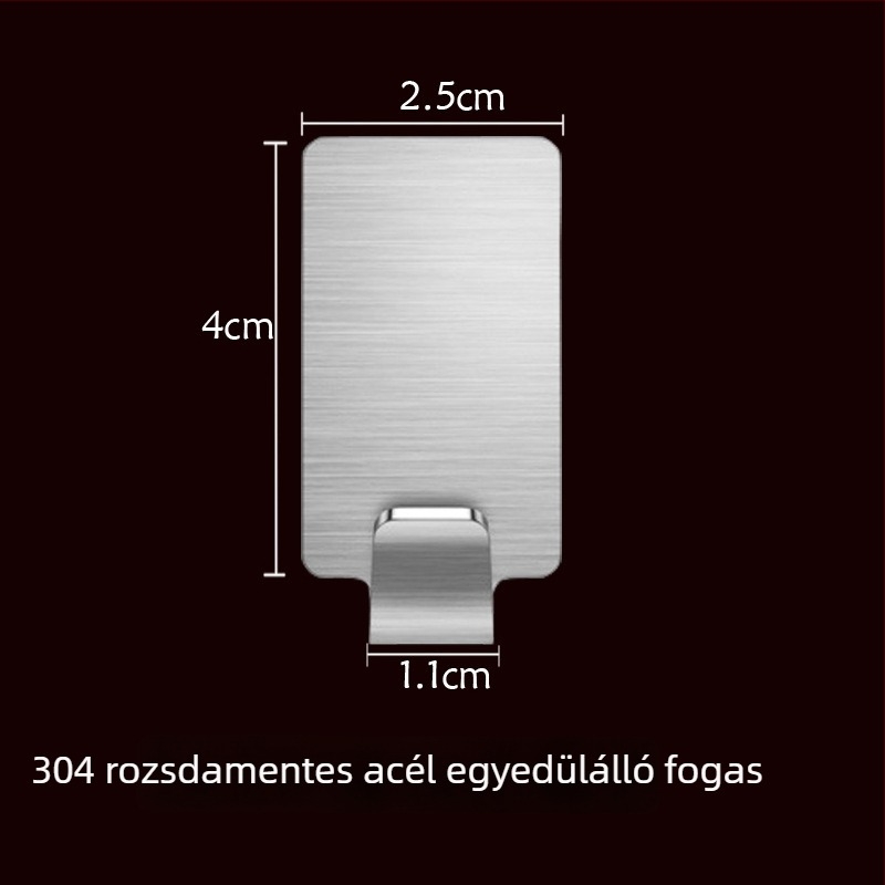 Ragasztó kampó, rozsdamentes acélból, falra szerelhető, egyetlen kampó, teher 0–1 kg