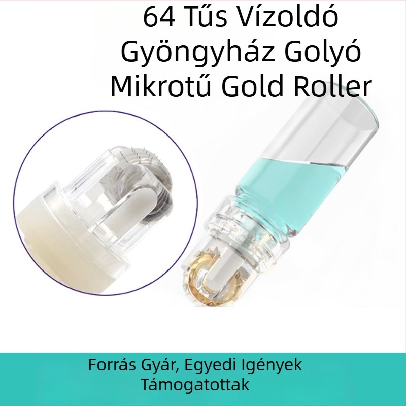 64-tűs mikrotűs roller haj növekedéséhez, fejbőrre és szakállra – esszencia bejuttató eszköz vízoldható tűkkel