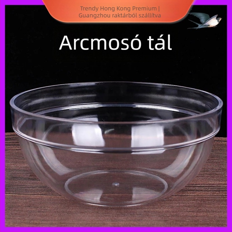 Átlátszó akril arcmosó tál, kör alakú műanyag tál, vastag falú kivitel, otthoni vagy szaloni használatra