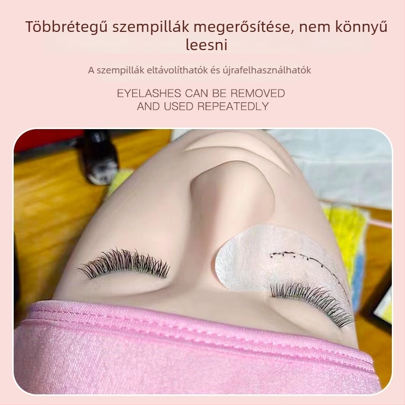 Szempilla-hosszabbítás gyakorlófej, háromrétegű modellfej, élethű dizájn