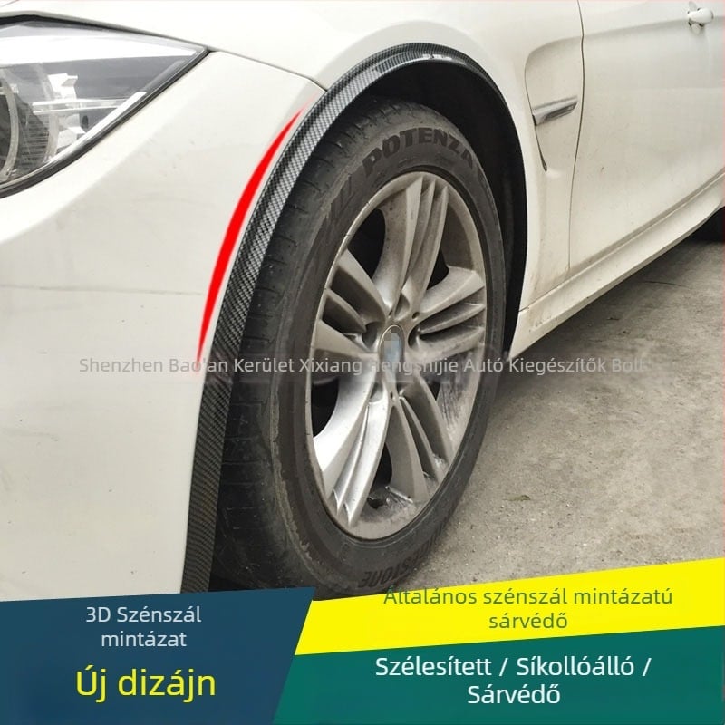 Universális 3D karbon textúrájú gumiból készült kerék szemöldök dekoratív sáv, modell 30256