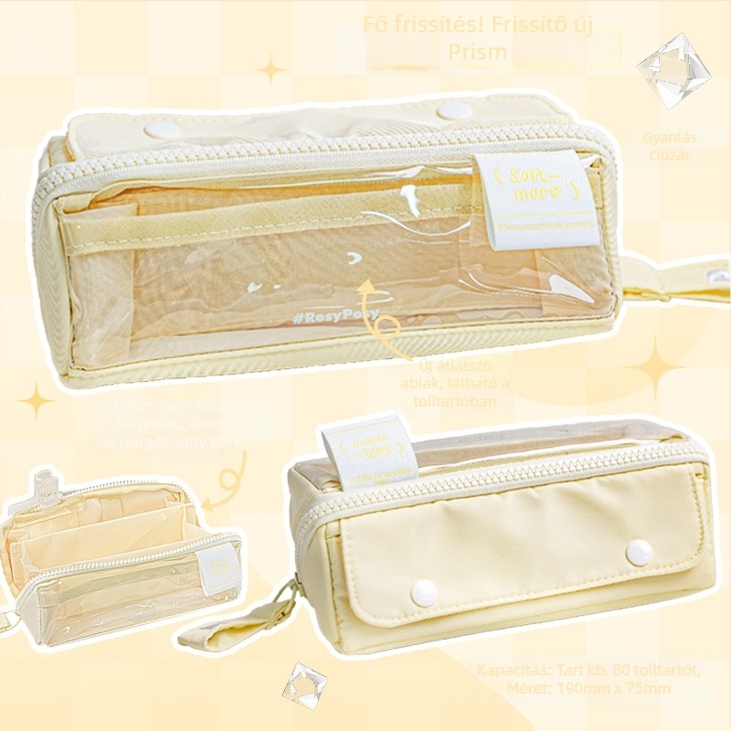 Rosyposy ceruzatartó – Prism dizájn, nagy nyitás, nagy kapacitás, rekesz, kétoldalas