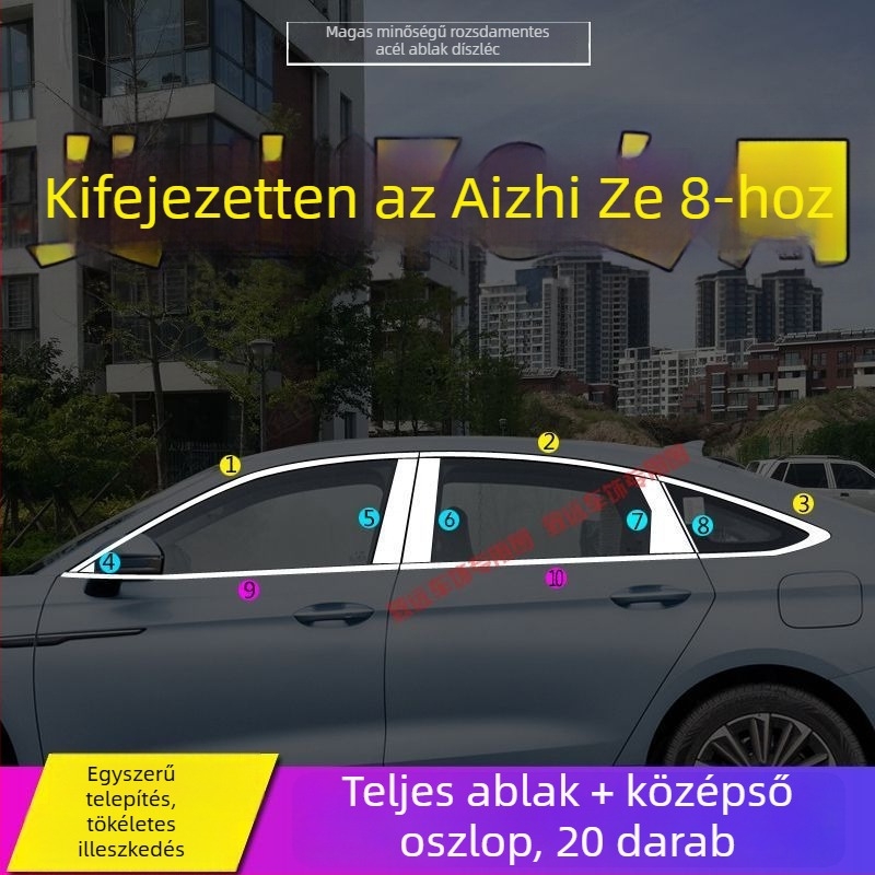 Chery Arrizo 8 és Fengyun A8 ablak- és ajtóél díszléc – Rozsdamentes acél, autó dekoráció