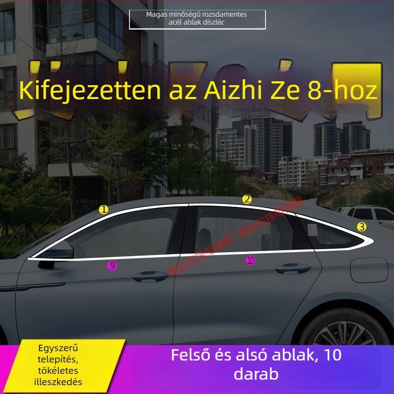 Chery Arrizo 8 és Fengyun A8 ablak- és ajtóél díszléc – Rozsdamentes acél, autó dekoráció
