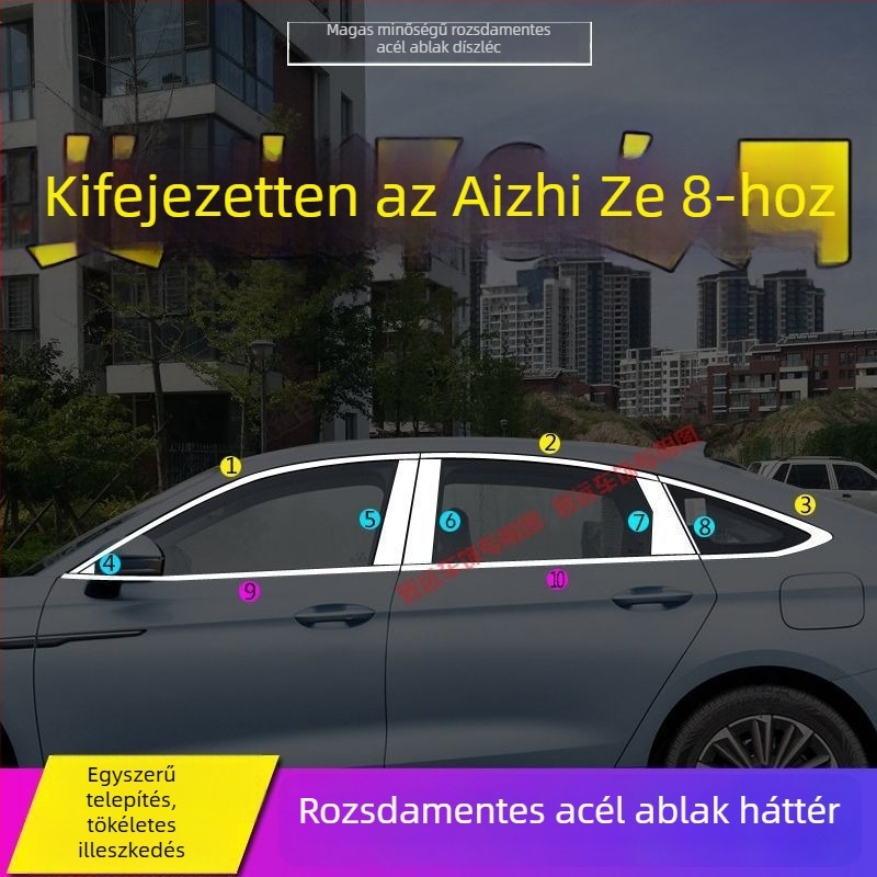 Chery Arrizo 8 és Fengyun A8 ablak- és ajtóél díszléc – Rozsdamentes acél, autó dekoráció