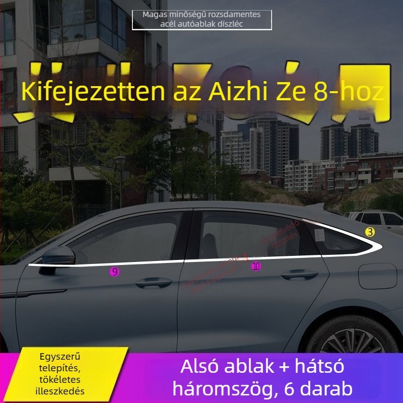 Chery Arrizo 8 és Fengyun A8 ablak- és ajtóél díszléc – Rozsdamentes acél, autó dekoráció